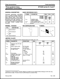 datasheet for BTA208seriesD by Philips Semiconductors