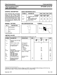 datasheet for BTA208X-600B by Philips Semiconductors