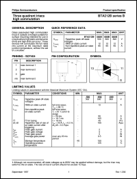 datasheet for BTA212B-600B by Philips Semiconductors