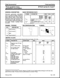 datasheet for BTA216seriesE by Philips Semiconductors