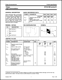 datasheet for BTA216B-600B by Philips Semiconductors