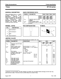 datasheet for BT134-500 by Philips Semiconductors