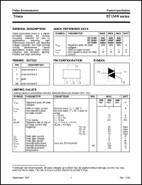datasheet for BT134W-500F by Philips Semiconductors
