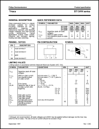 datasheet for BT134W-600G by Philips Semiconductors