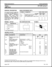 datasheet for BT134W-500D by Philips Semiconductors