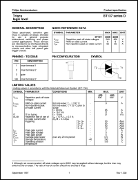 datasheet for BT137-500D by Philips Semiconductors