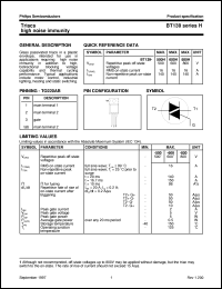 datasheet for BT139-500H by Philips Semiconductors