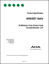 datasheet for AHA4501A-050PQC by Advanced Hardware Architectures