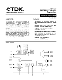 datasheet for 78P2253-IGT by TDK Semiconductor Corporation