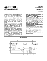 datasheet for 78P2241-IGT by TDK Semiconductor Corporation