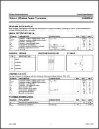 datasheet for BU508AW by Philips Semiconductors
