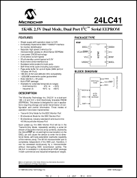 datasheet for 24LC41-/P by Microchip Technology, Inc.