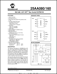 datasheet for 25AA080T-I/P by Microchip Technology, Inc.
