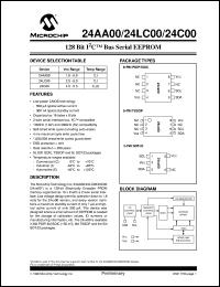 datasheet for 24AA00-I/P by Microchip Technology, Inc.