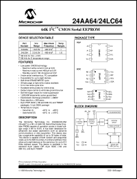 datasheet for 24AA64-I/P by Microchip Technology, Inc.