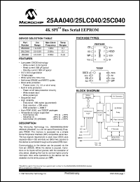 datasheet for 25AA040-/P by Microchip Technology, Inc.