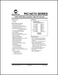 datasheet for PIC16C72-02/JW by Microchip Technology, Inc.