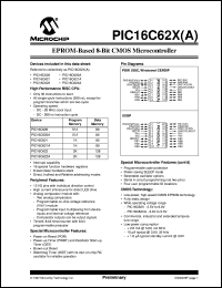 datasheet for PIC16C62XA-04/P by Microchip Technology, Inc.