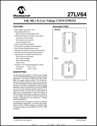datasheet for 27LV64-20/P by Microchip Technology, Inc.