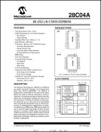datasheet for 28C04AF-15I/L by Microchip Technology, Inc.