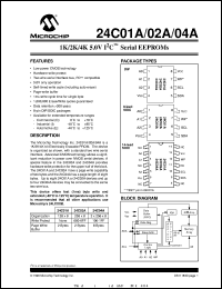 datasheet for 24C01A-E/P by Microchip Technology, Inc.