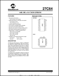 datasheet for 27C64-20I/P by Microchip Technology, Inc.
