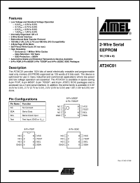 datasheet for AT24C01-10PC by ATMEL Corporation