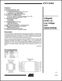 datasheet for AT27LV040A-15JI by ATMEL Corporation