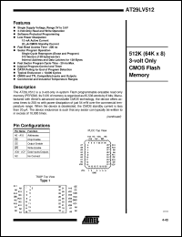 datasheet for AT29LV512-15JI by ATMEL Corporation
