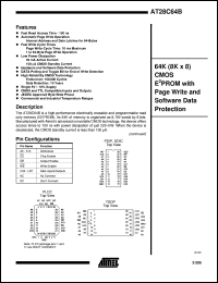 datasheet for AT28C64B-15JC by ATMEL Corporation