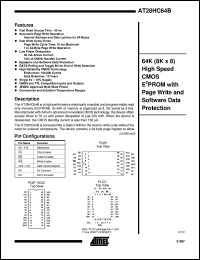 datasheet for AT28HC64B-55PC by ATMEL Corporation