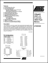 datasheet for AT29C020-10JI by ATMEL Corporation