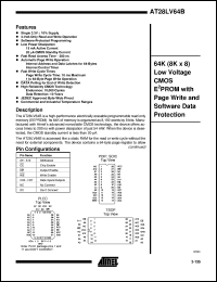 datasheet for AT28LV64B-20JC by ATMEL Corporation