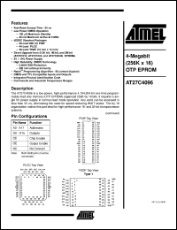 datasheet for AT27C4096-55PC by ATMEL Corporation