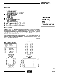 datasheet for AT27C010-45JC by ATMEL Corporation