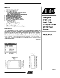 datasheet for AT29C040A-12TI by ATMEL Corporation