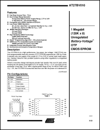 datasheet for AT27BV010-70JC by ATMEL Corporation