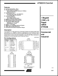datasheet for AT28C010-15JC by ATMEL Corporation