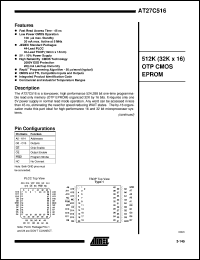 datasheet for AT27C516-45JC by ATMEL Corporation