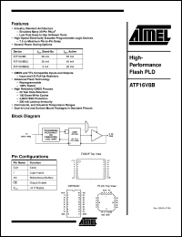 datasheet for ATF16V8B-10SI by ATMEL Corporation