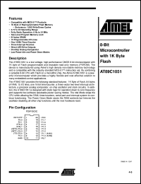 datasheet for AT89C1051-12SA by ATMEL Corporation