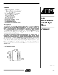 datasheet for AT89C2051-12PC by ATMEL Corporation