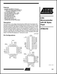 datasheet for AT89LV52-12JI by ATMEL Corporation