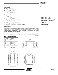 datasheet for AT28BV16-25TC by ATMEL Corporation