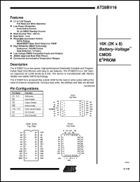 datasheet for AT28BV16-30SC by ATMEL Corporation