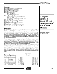 datasheet for AT29BV040A-25TC by ATMEL Corporation