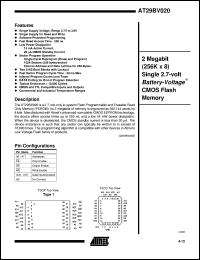 datasheet for AT29BV020-25JC by ATMEL Corporation