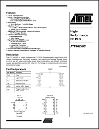 datasheet for ATF16LV8C-15JC by ATMEL Corporation