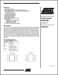 datasheet for AT24C21-10PC-2.5 by ATMEL Corporation