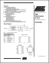 datasheet for ATF16V8C-5JC by ATMEL Corporation
